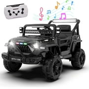 Xuanlur 12V Ride on Electric Truck Car for Kids, 12V Kids Electric Vehicles w/ Remote Control, 4 Wheel Suspension, USB, Bluetooth, Power Display, Battery Powered Ride on Toys for Boys Girls (Black)